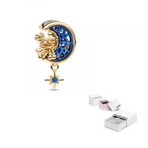 Pandora Позолоченные, медно-серебряный сплав, имитация ракушки, стеклянные подвески женские Blue