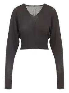 Шерстяной джемпер с V-образным вырезом Rick Owens, коричневый