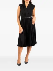 Платье с плиссировкой и поясом Max Mara, черный