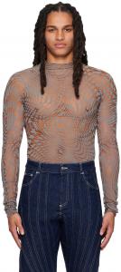 Водолазка Mugler Tan & Grey со звездами