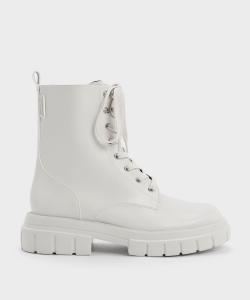 Ботильоны на шнуровке Charles & Keith, цвет White