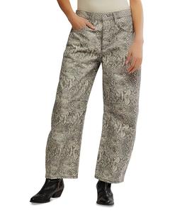 We The Free Джинсы с расклешенными штанинами Good Luck Leopard в расцветке Snake Combo Free People, коричневый