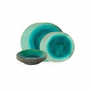 КОМПЛЕКСНЫЙ НАБОР «РИВЬЕРА» Черный, Бирюзовый, 12 предметов, на 4 персоны Costa Nova, черный/бирюзовый