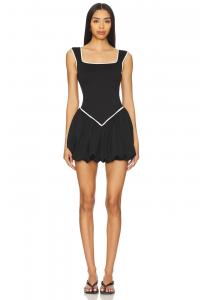 Платье Bella с ребристым узором Port De Bras, black & chantilly