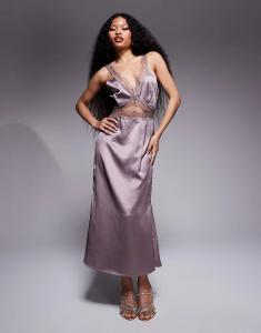 Платье-комбинация макси с вырезами из кружева Never Fully Dressed Petite из норки