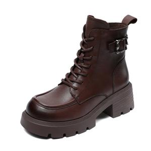 Devanro Короткие женские мартинсы 6 см коричневые, цвет Brown