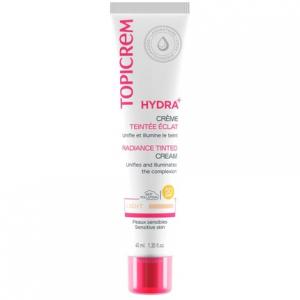 HYDRA+ Тональный крем с легким сиянием, увлажняющий крем для чувствительной и обезвоженной кожи для взрослых и подростков, 24-часовая защита от влаги Topicrem