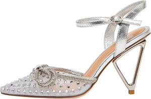 Туфли-лодочки с острым носком и сетчатой отделкой Ninety Union Gloria, серебро