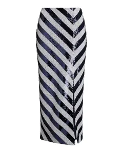 Полосатая юбка-карандаш миди с пайетками Ralph Lauren, мультиколор