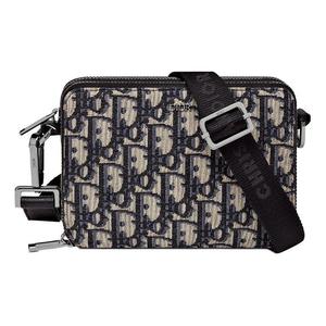 Сумка-клатч Dior на плечевом ремне, цвет «Бежевый с черным косым жаккардом»