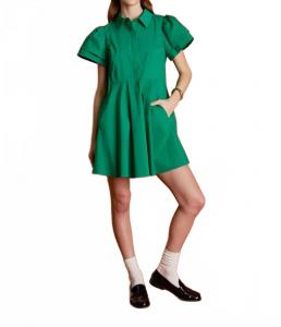 Зеленая мини-платье-рубашка с пеплумом English Factory