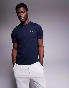 Футболка Armani с круглым вырезом и логотипом темно-синего цвета Ea7