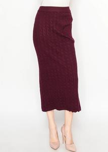 Юбка миди из текстурированного трикотажа бордового цвета Yal New York, бургундия