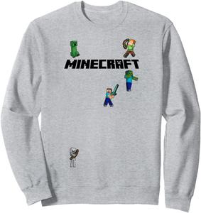 Толстовка с логотипом персонажа Minecraft Overworld Group, серая (серый меланж), размер S