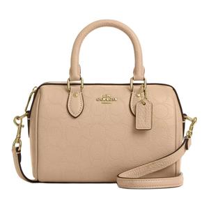 COACH Роуэн Миниатюрная женская кожаная сумка через плечо кошельковая бежевая