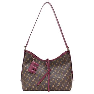 ELLE Плечевая сумка из ПВХ большая женская Brown/Ancora Red