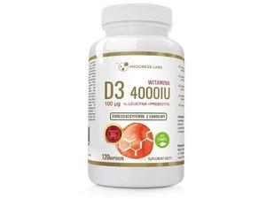 Progress Labs, Витамин D3, 100 мкг 4000 МЕ + пробиотик, 120 капсул