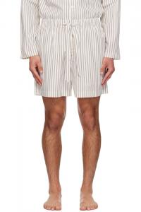 Tekla Пижамные шорты из поплина бежевого и коричневого цвета