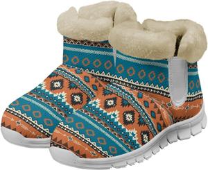 Зимние женские сапоги до середины голени с высоким берцем, легкие, теплые, с плюшевым искусственным меховым воротником, для прогулок в холодную погоду Dajingkj, Ethnic Style Patterns White