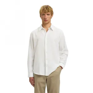 Рубашка с длинным рукавом Selected Regclay из льняной смеси, белый