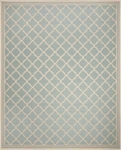 Ковер SAFAVIEH, 244 x 305 см, - коллекция Outdoor Linden - большой - Aqua & Cream, узор Trellis, устойчивый к погодным условиям и моющийся, идеально для патио, заднего двора, прихожей, террасы, столовой (LND121K)