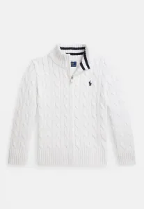 Хлопковый кардиган-свитер крупной вязки на молнии Polo Ralph Lauren, White