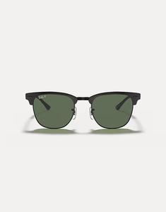 Солнцезащитные очки Clubmaster с зелеными поляризационными линзами черного цвета Ray-Ban