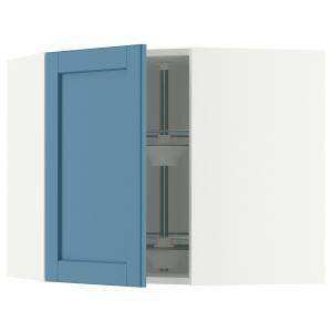 Угловой настенный шкаф с вращающимися полками, белый/синий цвет Lerhyttan, 68x60 см. IKEA Metod