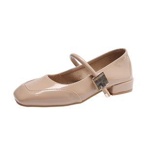 Alxnan Женские туфли Мэри Джейн с массивным каблуком абрикос, цвет Apricot