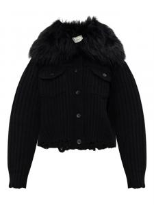 Куртка с отделкой из искусственного меха и застежкой на пуговицы Blumarine, черный