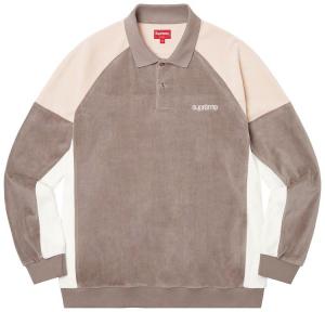 Поло Supreme Paneled Velour Long-Sleeve Polo 'Light Brown', коричневый
