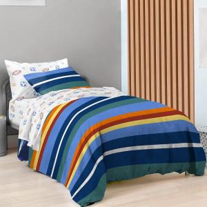 Комплект постельного белья Queen Saturday Park Vintage Stripe & Sports, 7 предметов, 100% органический хлопок, GOTS & Oeko-TEX, мультиколор