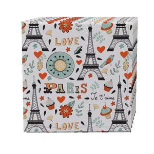 Набор салфеток из 4 шт., 100% хлопок, 20х20 дюймов, цветной парижский дизайн
