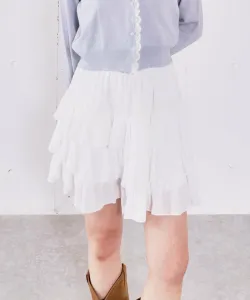 Мини-юбка в горошек с оборками, ярусная Archives, цвет Off White