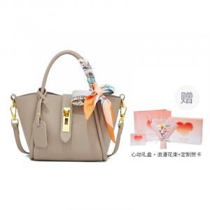 Кожаная ведерка сумка-шоппер через плечо дамская среднего размера матча зеленый/абрикосовый FOXER