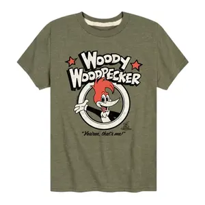 Футболка с рисунком Woody Woodpecker Yesiree That's Me для мальчиков 8-20 лет Licensed Character, зеленый