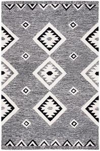 Ковер SAFAVIEH, 61 x 92 см, Aspen Collection, Black & Ivory, ручной работы, марокканский стиль бохо из шерсти, идеально для помещений с высокой проходимостью: прихожая, гостиная, спальня (APN814Z)