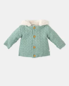 Вязаная детская куртка с капюшоном Tutto Piccolo, зеленый
