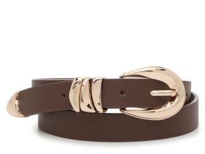 Ремень Steve Madden Triple Keeper Women's Belt, коричневый/золотой