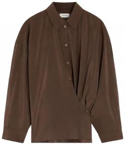Рубашка Lemaire с прямым воротником и перекрученным кроем, модель «Брюнетка», коричневый