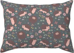 Pevtufa Чехол на подушку с принтом "Ежики и цветы" Hedgehogs and Flowers1
