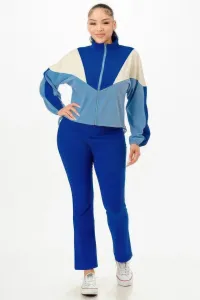 Женский комплект: куртка с цветовыми блоками и расклешенные брюки Truedames