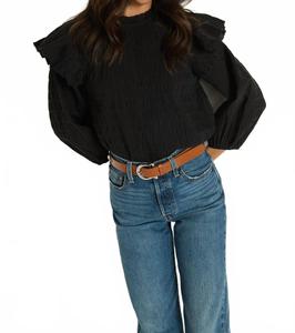 Топ Aria с оборками в цвете «угольно-черный» Nation Ltd, угольно-черный