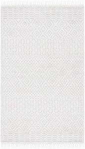 Ковер SAFAVIEH, 61 x 92 см, Casablanca Collection, Ivory, ручной работы с бахромой в стиле бохо, идеально подходит для помещений с высокой проходимостью: прихожая, гостиная, спальня (CSB276A)
