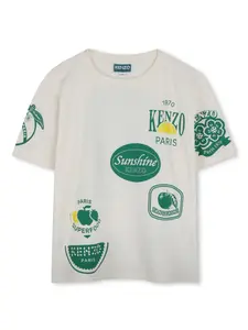 Футболка с графичным принтом Kenzo Kids, нейтральный