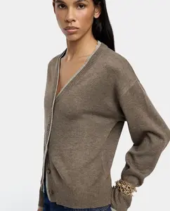 Женский вязаный кардиган на пуговицах Parfois, коричневый