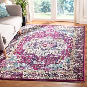 Ковер SAFAVIEH, 275 x 366 см, коллекции Evoke - Fuchsia & Ivory, дизайн Oriental Medallion Distressed, без линьки и простой в уходе, идеален для помещений с высокой проходимостью в гостиной, спальне (EVK275R)