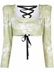 Укороченная блузка с цветочным принтом Ulyana Sergeenko, черный