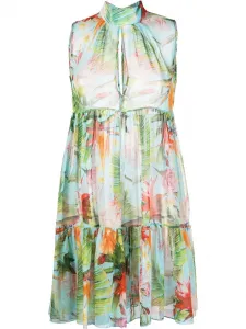 Короткое платье georgette с цветочным принтом Philipp Plein, синий