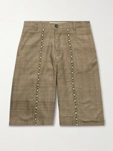 Шорты прямого кроя из шелковой вуали с отделкой KARTIK RESEARCH, хаки